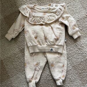 Adorable Cream Floral Kids Matching Set